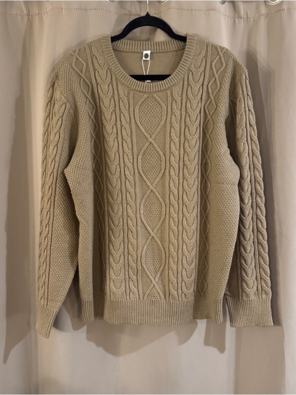 Men's QDG Cable Knit Sweater in Tan